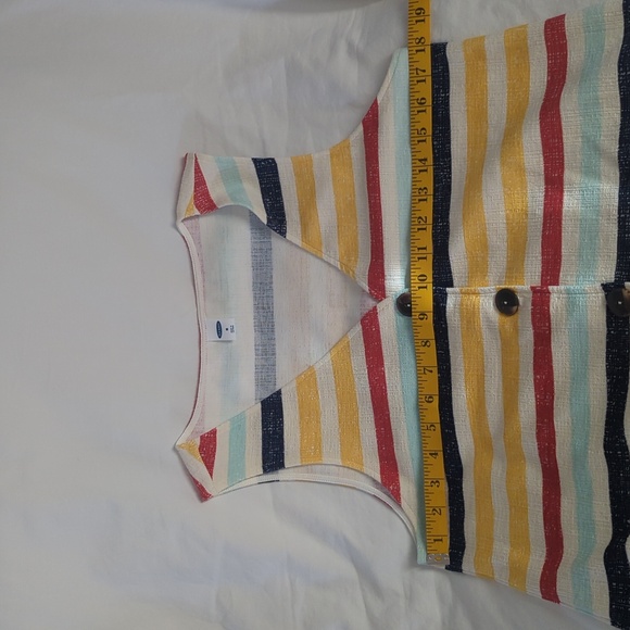 Old Navy Cropped Multi-Stripe Tie-Front Tank Top | Textured Knit | Size M - Picture 5 of 6